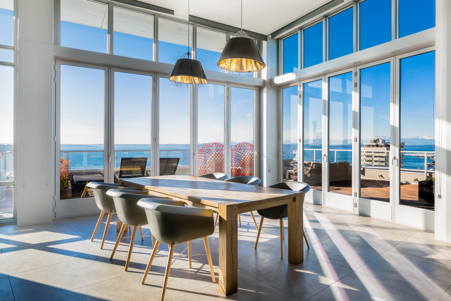 Penthouse Dining Room with ocean and mountain views